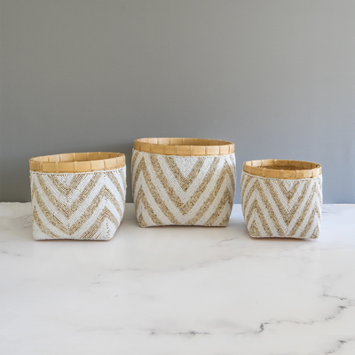 Chevron Beaded Baskets