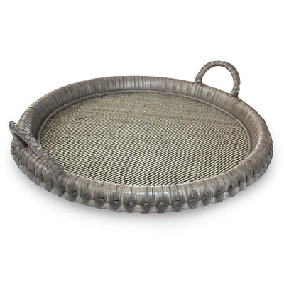 Gray Braided Cane Tray