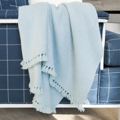 Haze Blue Handwoven Cashmere Throw