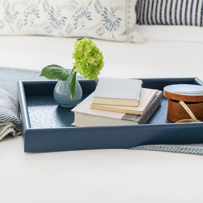 Navy Blue Faux Ostrich Trays