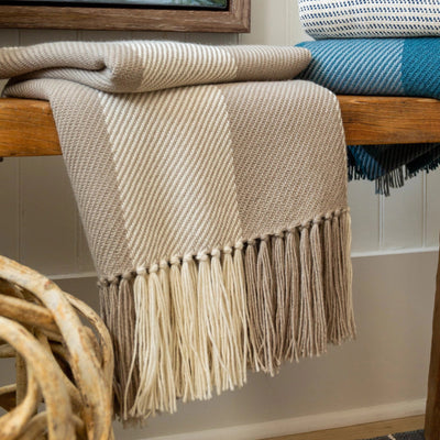 Camel Stripe Handwoven Alpaca Throw