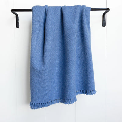 Cornflower Blue Handwoven Cashmere Throw