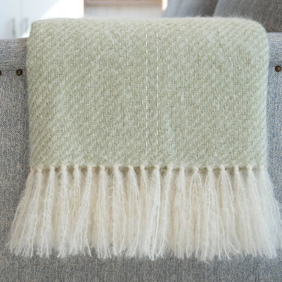 Honeydew Green Handwoven Mohair Throw