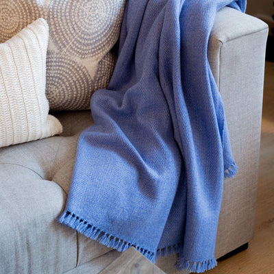 Hydrangea Blue Handwoven Cashmere Throw