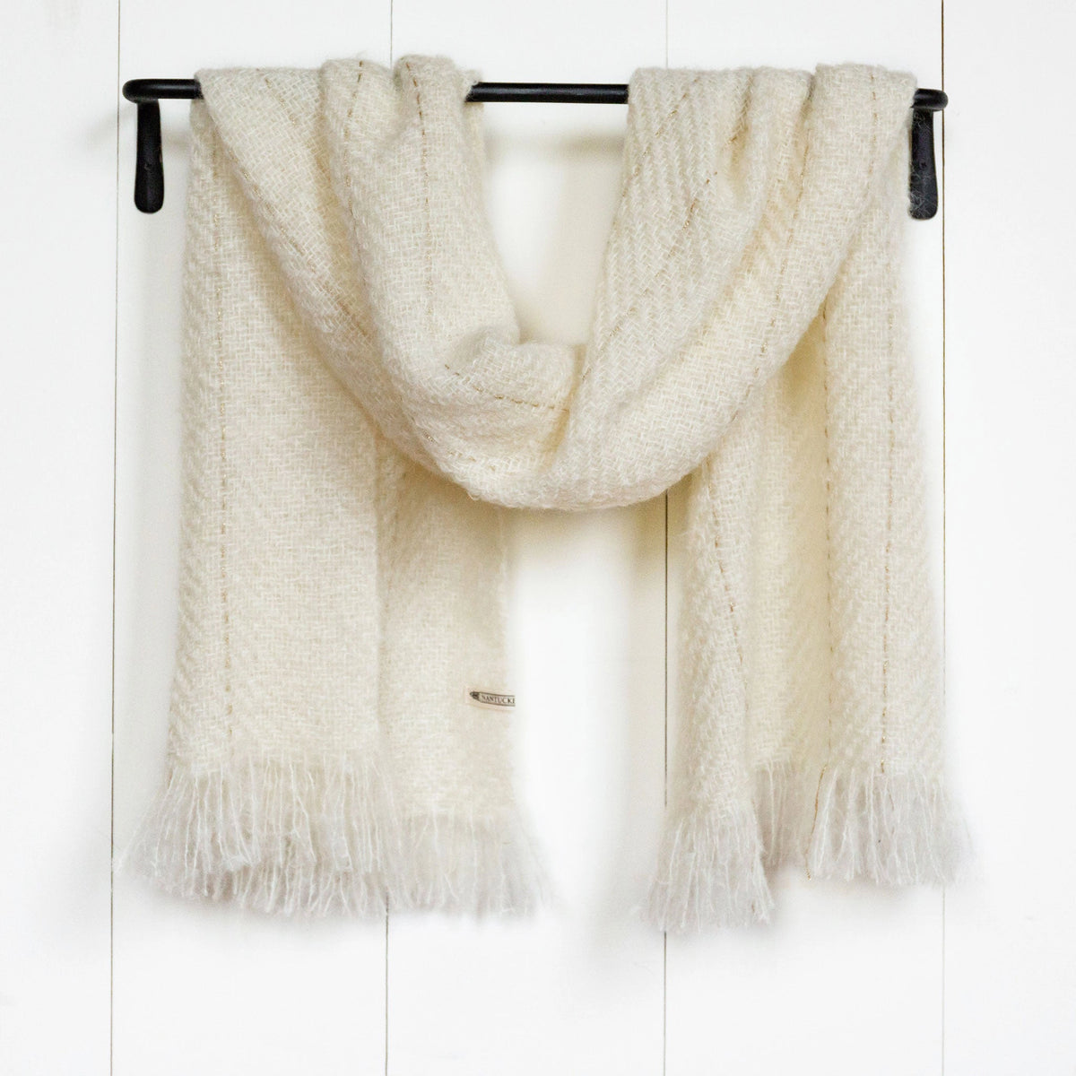 Handmade runner popular / scarf / wrap 100% mohair cream