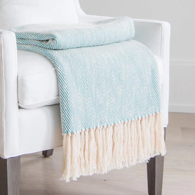 Mermaid Turquoise Handwoven Cotton Throw