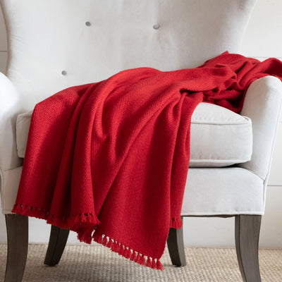 Ruby Red Handwoven Cashmere Throw