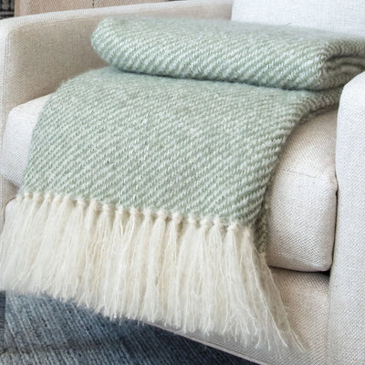 Sage Green Handwoven Mohair Throw