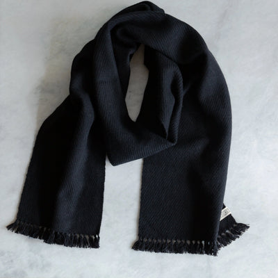 True Black Handwoven Cashmere Scarf