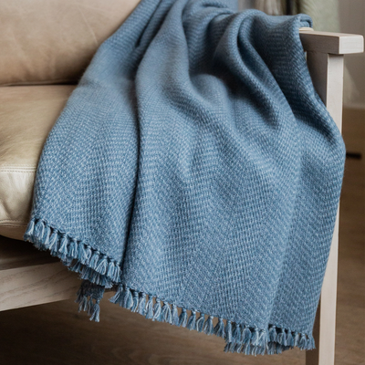 Ash Blue Handwoven Cashmere Throw