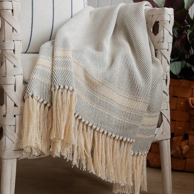 Silver Sky Handwoven Cotton Throw