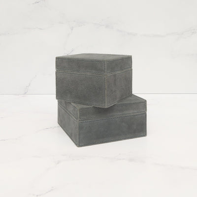 Gray Suede Decorative Boxes