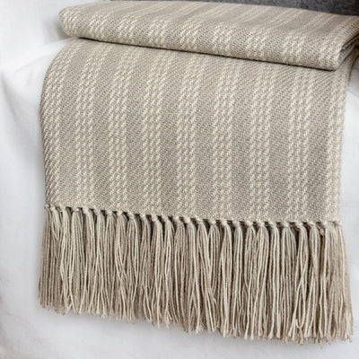 Neutral Pinstripe Handwoven Alpaca Throw