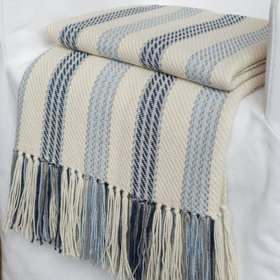 Buoy Blue Handwoven Alpaca Throw