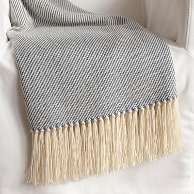 Heathered Navy Handwoven Alpaca Throw