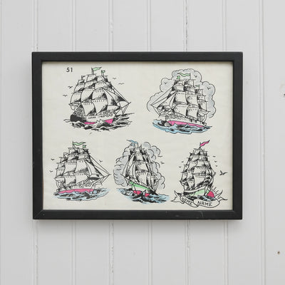 Vintage 1950s Ship Tattoo Sheet