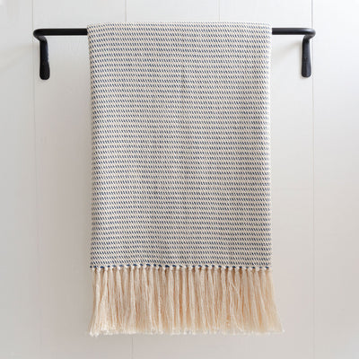 Deep Sea Blue Striped Handwoven Cotton Throw – Nantucket Looms